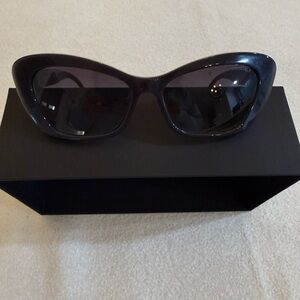 CHANEL Butterfly With Pearl Accents Dark Gray Sunglasses